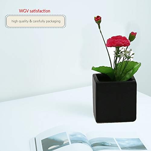 WGV Ceramic Cube Vase Bulk Width 4" Height 4" (Fits 3" Pot) Elegant Modern Block Square Floral Planter Terrarium Container Table Dresser for Event Accent Home Office Decor Black 12 Pieces - Image 6