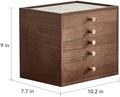 CHOSIN Black Walnut Wooden Jewelry Box Women large 5 Level Drawer Organizer Box with Glass Lid for Necklaces Watch Necklace Ring Earring Storage, Ideal Gift for Her - Image 4