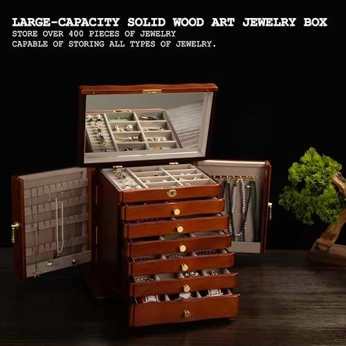 Solid Wood Jewelry Box, 9-Layer Large Jewelry Organizer for Women - Image 4