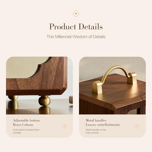 Black Walnut Jewelry Organizer, Wooden Jewelry Box with Gold Handle - Image 6