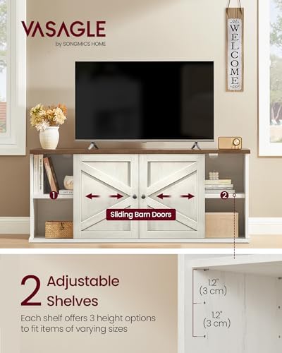 VASAGLE Farmhouse TV Stand for 65'' TV, Media Console, Sliding Barn Doors - Image 2