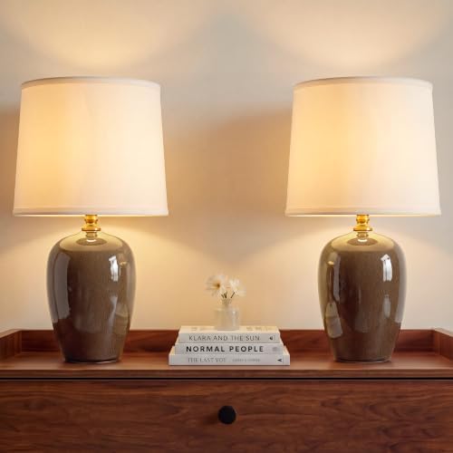 Dawnwake 19.1" Ceramic Table Lamps Set of 2 for Bedroom Living Room,Coffee by Dawnwake