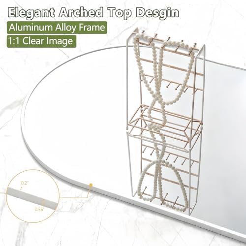 Dewfig Arched Full Length Mirror, 71"x30" Large Floor Mirror, White - Image 4