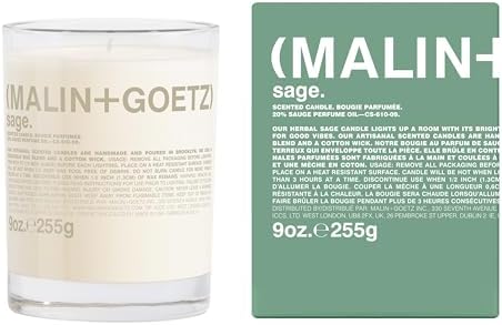 MALIN+GOETZ 9oz Scented Candle | Hand-Poured Soy Wax with Unique Fragrance Blends | Clean-Burning, Vegan & Cruelty-Free | Bergamot, Sage, Otto, Tomato, Strawberry, Cannabis, Dark Rum & Leather by Unknown