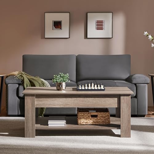 Yaheetech 47.2 in Lift Top Coffee Table with Hidden Storage & Shelf, Gray - Image 4