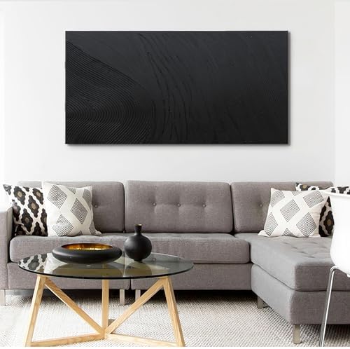 Canvas Wall Art Decor Modern Textured Wall Art Decor Canvas Art Wall Decor Black Silence Wall Painting Decorations Artwork Wall Art Prints for Room Living Room Bedroom Office Decor 24"X48" - Image 2