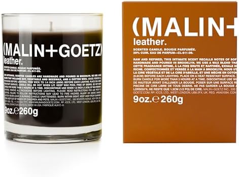 MALIN+GOETZ 9oz Scented Candle | Hand-Poured Soy Wax with Unique Fragrance Blends | Clean-Burning, Vegan & Cruelty-Free | Bergamot, Sage, Otto, Tomato, Strawberry, Cannabis, Dark Rum & Leather by Unknown