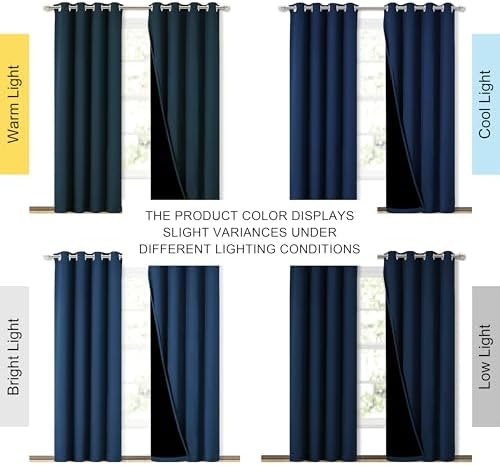 NICETOWN Total Shade Curtains and Draperies, Heavy-Duty Full Light Shading Drapes with Black Liner Backing for Villa/Hall/Dorm Window（Moroccan Blue, Package of 2 Panels, 52" Wide x 95" Long - Image 2