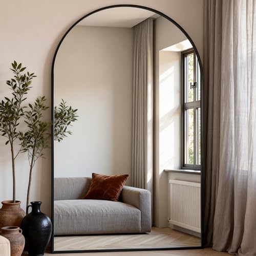 Dewfig Arched Full Length Mirror, 90"x46" Large Floor Mirror, Black by YourSpacePerfectlyReflected
