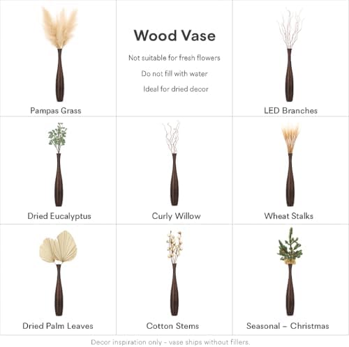 Leewadee Large Floor Vase 41 inches Mango Wood for Pampas Grass, Dried Flowers - Image 6