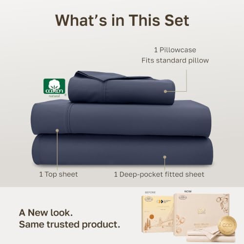 California Design Den 100% Cotton Sateen Twin Long Sheets Set, 3 Pc Set - Image 3