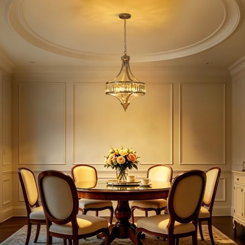 CNRATYE 16" Brushed Nickel Crystal Chandelier 4-Light Modern Dining Fixture - Image 2