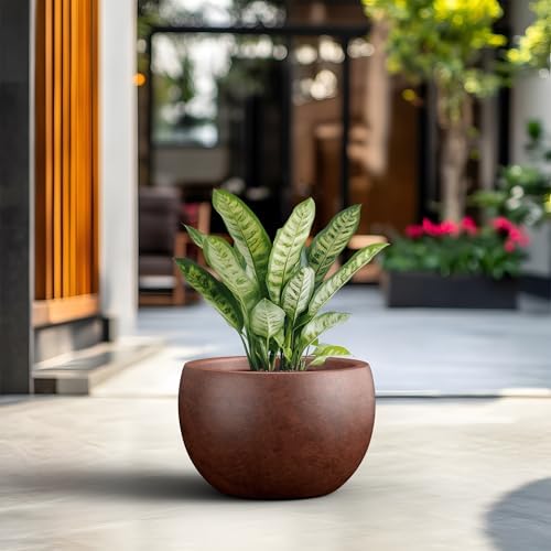 Kante Accent Round Bowl Rusty Concrete Planter 15.7" Dia, Outdoor - Image 4