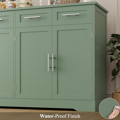HOSTACK 60" W Sideboard Buffet Cabinet with Storage, Kitchen Cabinet, Green - Image 7