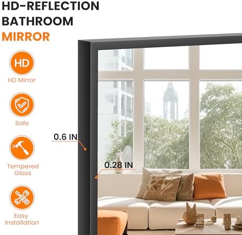TRAHOME Full Length Floor Mirror 56"x15", Large Standing Body Mirror, Black - Image 3