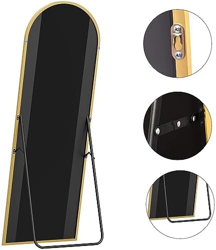 Full Length Mirror, 71"x30" Arched Floor Length Mirror, Oversized Standing Mirror, Hanging or Leaning Against Wall Mounted Mirrors, Large Full Body Mirrors with Aluminum Frame for Bedroom (Gold) - Image 6
