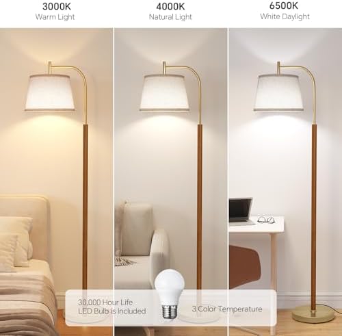 SUNMORY Wood Floor Lamp for Living Room, Mid Century Modern Standing Lamps - Image 2