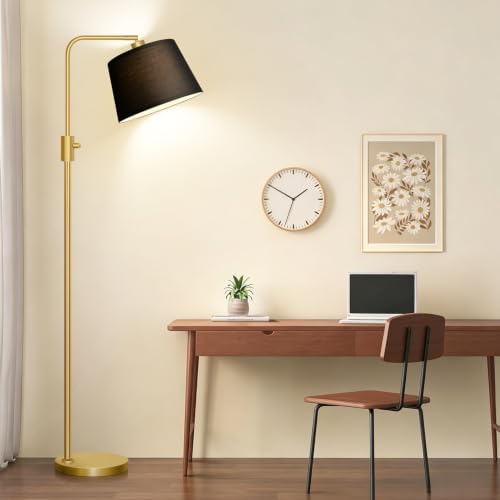 Nintiue Dimmable Gold Floor Lamp, 1000 LM LED Edison Bulb Included, Arc Floor Lamps for Living Room with Black Shade, Modern Standing Lamp Tall Lamps for Living Room Bedroom - Image 7