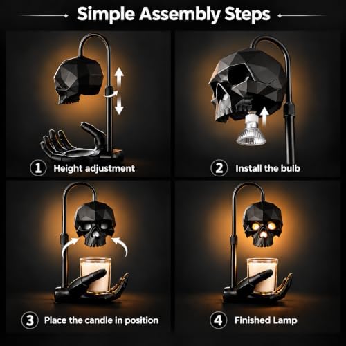 Gothic Skull Candle Warmer Lamp with Timer & Dimmer for Home Decor - Image 5