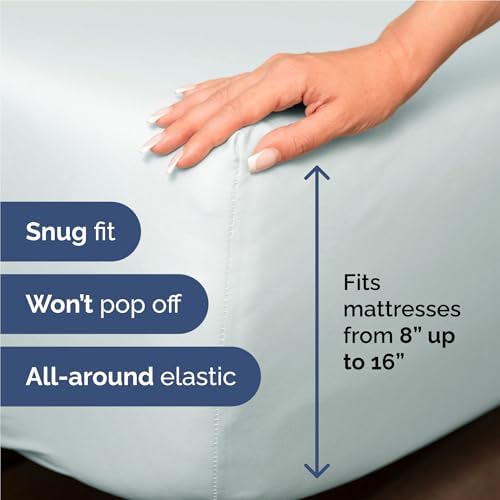 Full Size 4 Piece Sheet Set - Comfy Breathable & Cooling Sheets - Ice Blue - Image 3