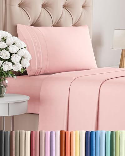 Twin Size 3 Piece Sheet Set - Comfy Breathable & Cooling Sheets - Baby Pink by CGKUnlimited