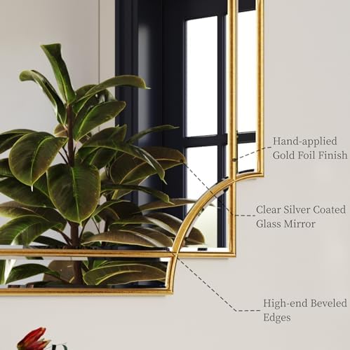 Kelly Miller 28"x50" Gold Foil Scalloped Edge Decorative Vanity Wall Mirror - Image 5