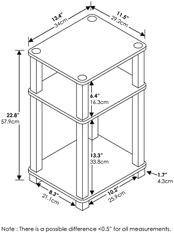 Furinno JUST Toolless 3-Tier Side Table, Open Shelf End Table, Amber Pine - Image 3