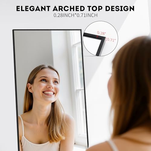 Simple Deluxe Full Length Mirror, 64"×21" Large Floor Mirrors, for Wall Door Bedroom Bathroom Living Room (Black) - Image 4