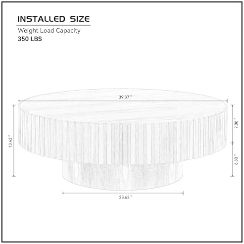39" Round Coffee Table for Living Room, Mid Century Modern Coffee Table - Image 2