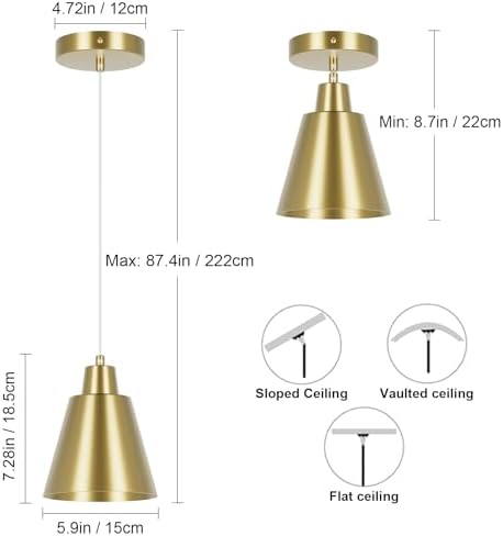 Black Pendant Light Kitchen Island, Hanging Kitchen Lights, 3-Pack - Image 7