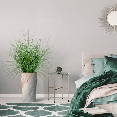 Artificial Tree in Modern Granite Effect Planter, Fake Onion Grass Silk Tree for Indoor and Outdoor Home Decoration - 55" Overall Tall (Plant Pot Plus Tree) - Image 5