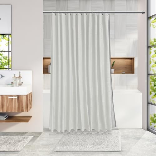 Clara Clark Bathroom Accessories Set - 27PC Bathroom Set with Adhesive Corner Shower Caddy Hanging, Bathroom Sets with Shower Curtain and Rugs, White Shower Curtain Set with Bathroom Trash Can - Image 2