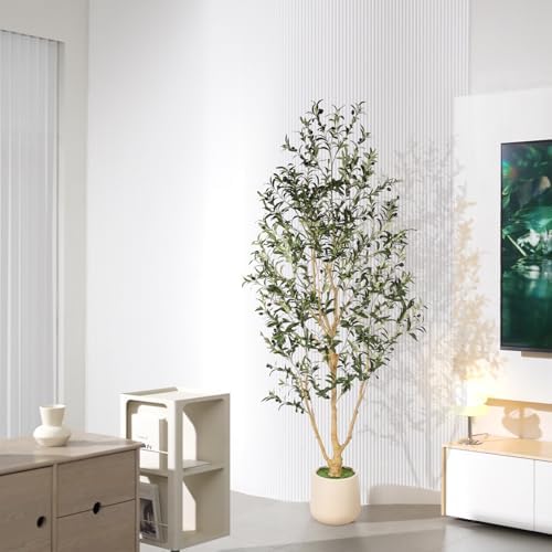 FEELEAD Faux Olive Tree 7ft with Planter for Living Room Home Indoor Decor - Image 6