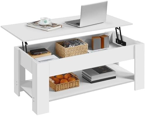 Yaheetech 47.2 in Lift Top Coffee Table with Hidden Storage & Shelf, White by Yaheetech