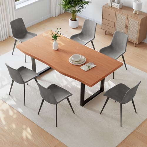 HIPIHOM 63" Wooden Dinner Table Det for 4, Modern Kitchen Table Set of 6, Thickened MDF Living Room Table for Dining Room, Kitchen, Office by HIPIHOM