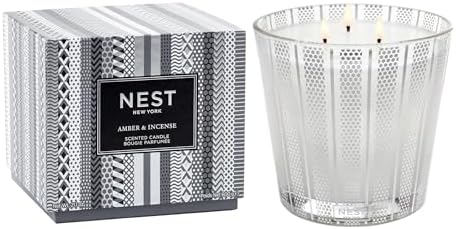 NEST New York Scented 3-Wick Candle, Amber & Incense - 21.2 oz - Up to 100-Hour Burn Time - Reusable Glass Vessel by Unknown