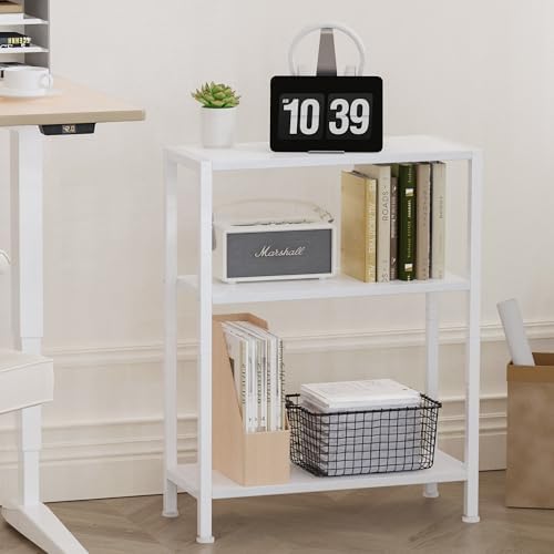 3-Tier Side Table, Small End Table, Sofa Side Table for Narrow Spaces, Slim End Table, Skinny Nightstand Table for Living Room Bedroom Office, White - Image 4