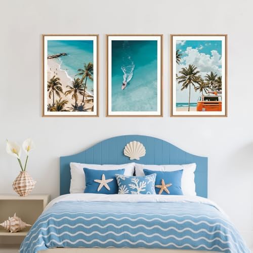 LHIUEM Large Nature Surfboard Beach Framed Canvas Wall Art,Summer Ocean Surfing Wall Decor,Palm Trees Wall Painting,Modern Picture Artwork for Living Room,Bedroom,Dining Room,Office -24"x36"x3 - Image 6