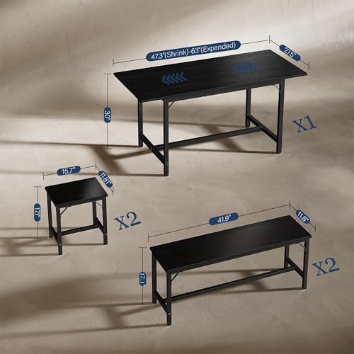 Tatub 5-Piece Extendable Dining Table Set for 4-8, 63" Kitchen Table Set - Image 2