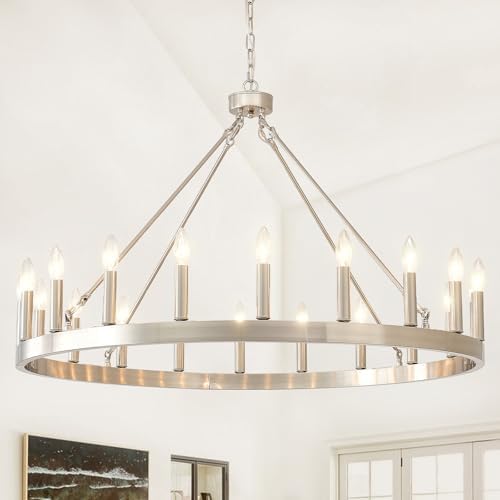 40" Brushed Nickel Wagon Wheel Chandelier 20-Light Modern Chandelier by VBKKLighting