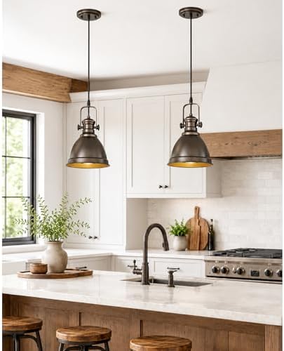 2-Pack 8" Pendant Lights Kitchen Island, Oil Rubbed Bronze by Audickic