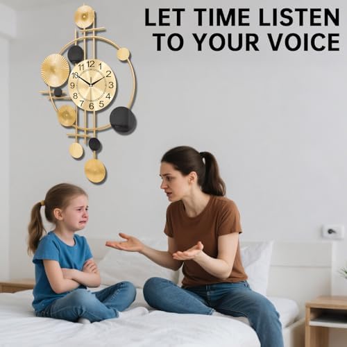 Large Wall Clocks for Living Room,Silent Non Ticking,Battery Operated Oversized Round Modern Wall Clock for Bedroom,Farmhouse,Office Wall Decor-17.7x29.97Inch(Golden) - Image 4