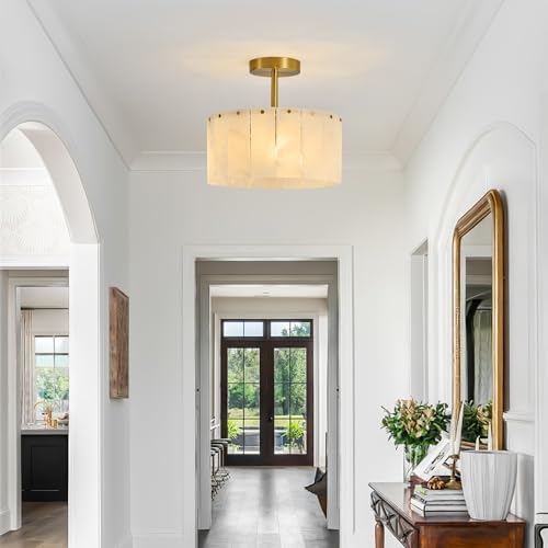 Modern Alabaster Ceiling Light, 11.8" Small Marble Light Fixture - Image 2