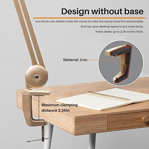 23-Inch LED Task Lamp with Clamp, 24W 2200LM, Gold - Image 4