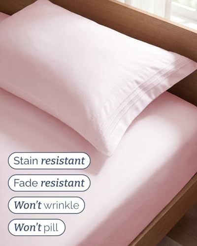 Twin Size 3 Piece Sheet Set - Breathable & Cooling Sheets - Lavender Pink - Image 5