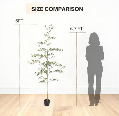 6FT Artificial Olive Tree, Faux Plants Indoor, Tall Fake Tree with Black Pot - Image 6