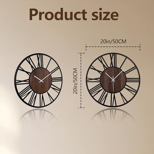 20Inch Large Lighted Wood Wall Clock Remote Control, Roman Numeral Modern Decorative Clock with Silent Movement, Battery Operated Clocks for Living Room Decor - Image 2