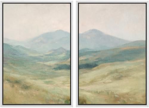 SIGNWIN Framed Wall Art Print Set Soft Pastel Mountain Landscape Serene Photography Modern Art Rustic Relax/Calm Multicolor for Living Room, Bedroom, Office - 16"" x24 x2 WHITE by SIGNWIN