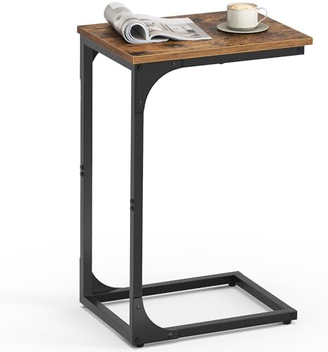 VASAGLE C-Shaped End Table, Small Sofa Side Table with Metal Frame by VASAGLEbySONGMICSHOME