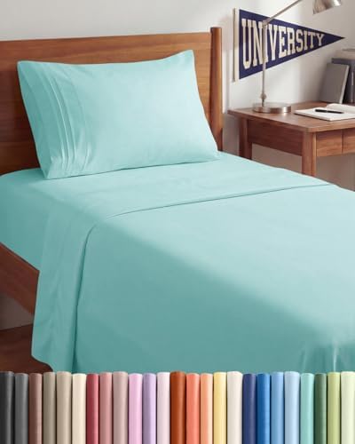 Twin XL 3 Piece Sheet Set - College Dorm Room Essentials - Spa Blue by CGKUnlimited